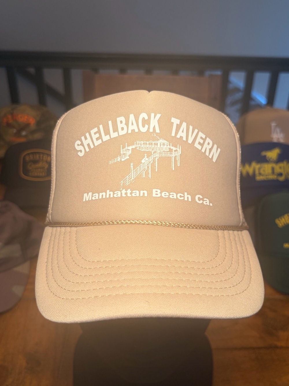 Shellback Tavern Manhattan Beach CA Beige Trucker Hat